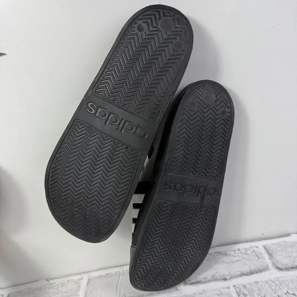 Adidas Three Stripe Slide Black White Size 13